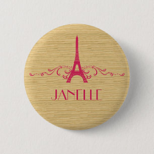 Badge Rond 5 Cm Bouton rose