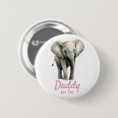 Badge Rond 5 Cm Bouton rose Baby shower Elephant Daddy (Devant & derrière)
