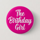 Badge Rond 5 Cm Bouton rose chaud pour fille d'anniversaire pour f (Devant)