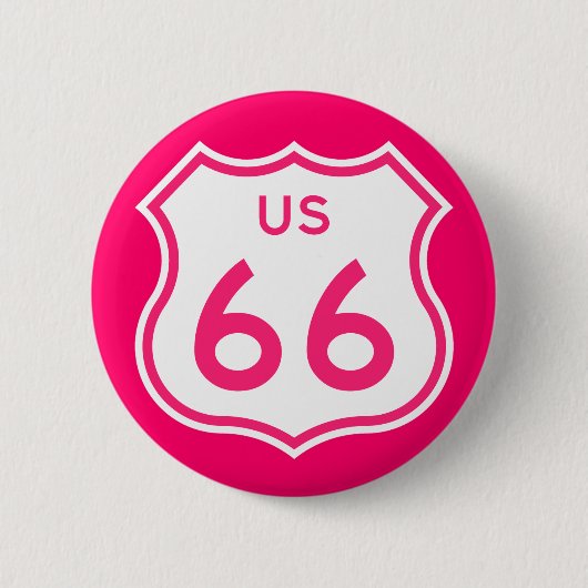 Badge Rond 5 Cm Bouton rose chaud Route 66 (Devant)