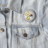 Badge Rond 5 Cm Bouton rose Christian Cross (En situation)