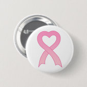 Badge Rond 5 Cm Bouton rose de coeur de ruban (Devant & derrière)