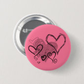 Badge Rond 5 Cm Bouton rose de coeurs (Devant & derrière)