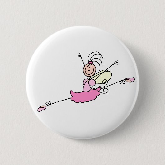 Badge Rond 5 Cm Bouton rose de danse de ballerine (Devant)