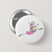Badge Rond 5 Cm Bouton rose de danse de ballerine (Devant & derrière)
