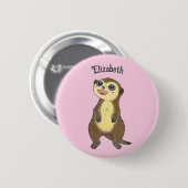 Badge Rond 5 Cm Bouton rose de dessin animé Meerkat (Devant & derrière)