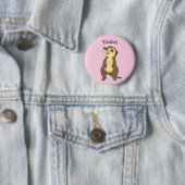 Badge Rond 5 Cm Bouton rose de dessin animé Meerkat (En situation)