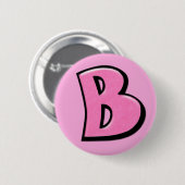 Badge Rond 5 Cm Bouton rose de la lettre B (Devant & derrière)
