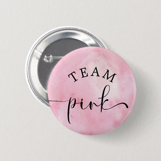 Badge Rond 5 Cm Bouton rose de l'équipe d'aquarelle (Devant & derrière)