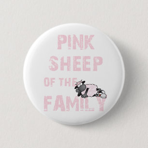 Badge Rond 5 Cm Bouton rose de moutons