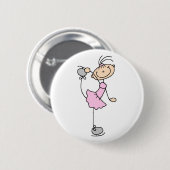 Badge Rond 5 Cm Bouton rose de patineur artistique (Devant & derrière)