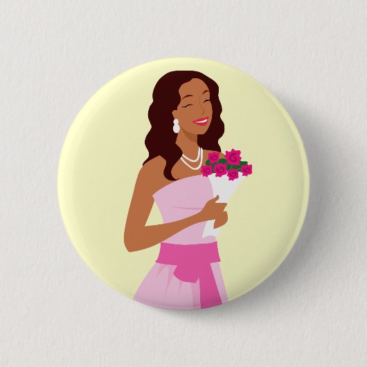 Badge Rond 5 Cm Bouton rose de robe de mariage (Devant)