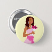 Badge Rond 5 Cm Bouton rose de robe de mariage (Devant & derrière)