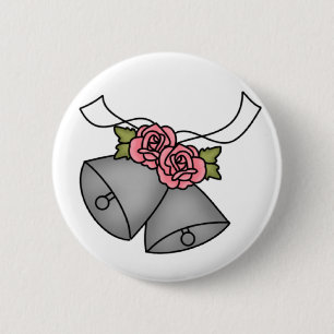 Badge Rond 5 Cm Bouton rose de roses de Bells de mariage
