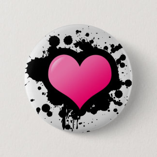 Badge Rond 5 Cm Bouton rose d'éclaboussure de coeur