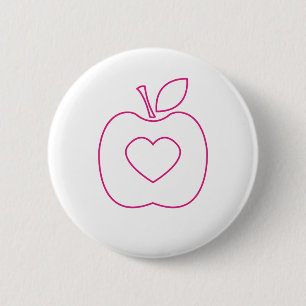 Badge Rond 5 Cm Bouton rose d'ensemble d'Apple d'amour