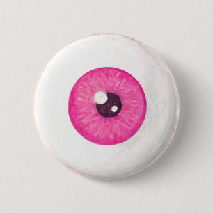 Badge Rond 5 Cm Bouton rose déplaisant de globe oculaire