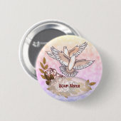 Badge Rond 5 Cm Bouton Rose des colombes (Devant & derrière)
