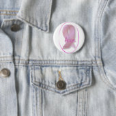 Badge Rond 5 Cm bouton rose d'espoir de ruban (En situation)