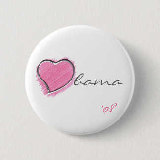 Badge Rond 5 Cm Bouton rose d'Obama de coeur