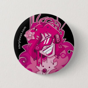 Badge Rond 5 Cm bouton rose électrique