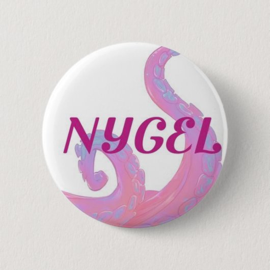 Badge Rond 5 Cm Bouton rose et blanc NYGEL (Devant)