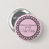 Badge Rond 5 Cm Bouton rose et noir Hen Party (Devant & derrière)