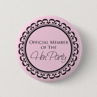 Badge Rond 5 Cm Bouton rose et noir Hen Party