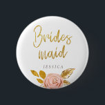 Badge Rond 5 Cm Bouton rose Parties scintillant Floral<br><div class="desc">Ce bouton rose de pinback de parties scintillant florale dorée Bridesmaid est idéal pour la fête de bachelorette ou la douche nuptiale. Produits correspondants disponibles dans mon magasin Wowweds.</div>