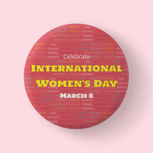 Badge Rond 5 Cm Bouton rose pour célébrer la Journée international