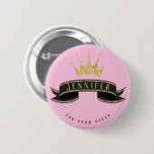 Badge Rond 5 Cm Bouton rose Queen Prom personnalisé (Devant & derrière)