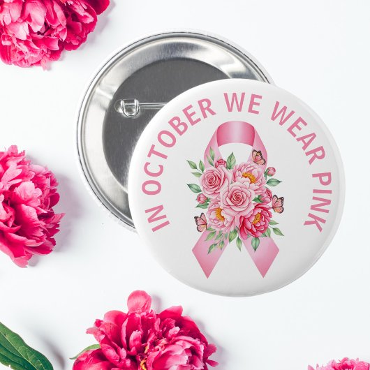 Badge Rond 5 Cm Bouton rose Ruban de sensibilisation au cancer du 