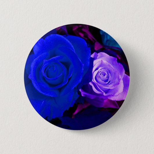 Badge Rond 5 Cm Bouton Roses bleu violet - Personnalisable (Devant)