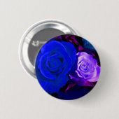 Badge Rond 5 Cm Bouton Roses bleu violet - Personnalisable (Devant & derrière)