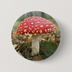 Badge Rond 5 Cm Bouton rouge Agaric