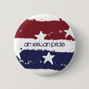 Badge Rond 5 Cm Bouton rouge, blanc et bleu peint américain