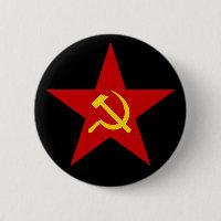 Bouton rouge communiste d'étoile (marteau et