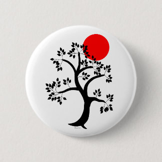 Badge Rond 5 Cm Bouton rouge d'arbre de Sun