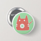 Badge Rond 5 Cm Bouton rouge de chat (Devant & derrière)