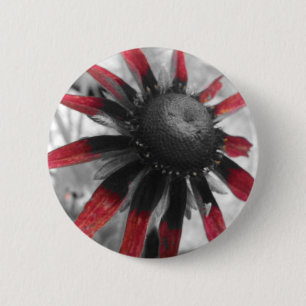 Badge Rond 5 Cm Bouton rouge de fleur