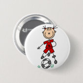 Badge Rond 5 Cm Bouton rouge de footballeur de fille (Devant & derrière)