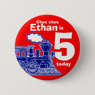 Badge Rond 5 Cm Bouton rouge de l'âge 5 de nom d'anniversaire de