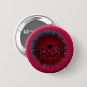 Badge Rond 5 Cm Bouton rouge de mandala de papillon (Devant & derrière)