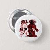Badge Rond 5 Cm bouton rouge de robots (Devant & derrière)