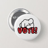 Badge Rond 5 Cm Bouton rouge de VOTE (Devant & derrière)