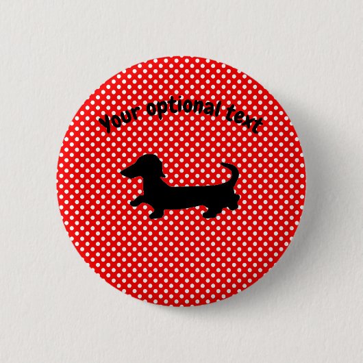 Badge Rond 5 Cm Bouton rouge et blanc Dachshund (Devant)