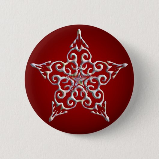 Badge Rond 5 Cm Bouton rouge étoile Iridescente (Devant)