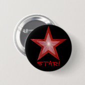 Badge Rond 5 Cm Bouton rouge étoile 'STAR ! ' en noir (Devant & derrière)
