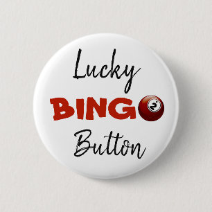 Badge Rond 5 Cm Bouton Rouge Lucky BINGO