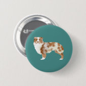 Badge Rond 5 Cm Bouton rouge merle du berger australien (Devant & derrière)